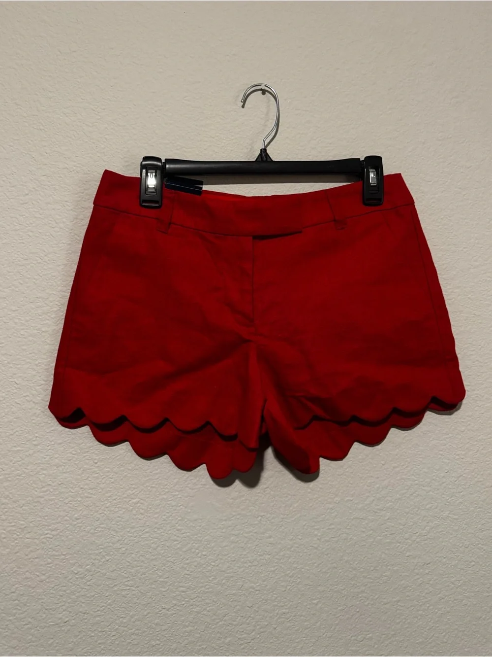 J. Crew linen blend scalloped hem shorts